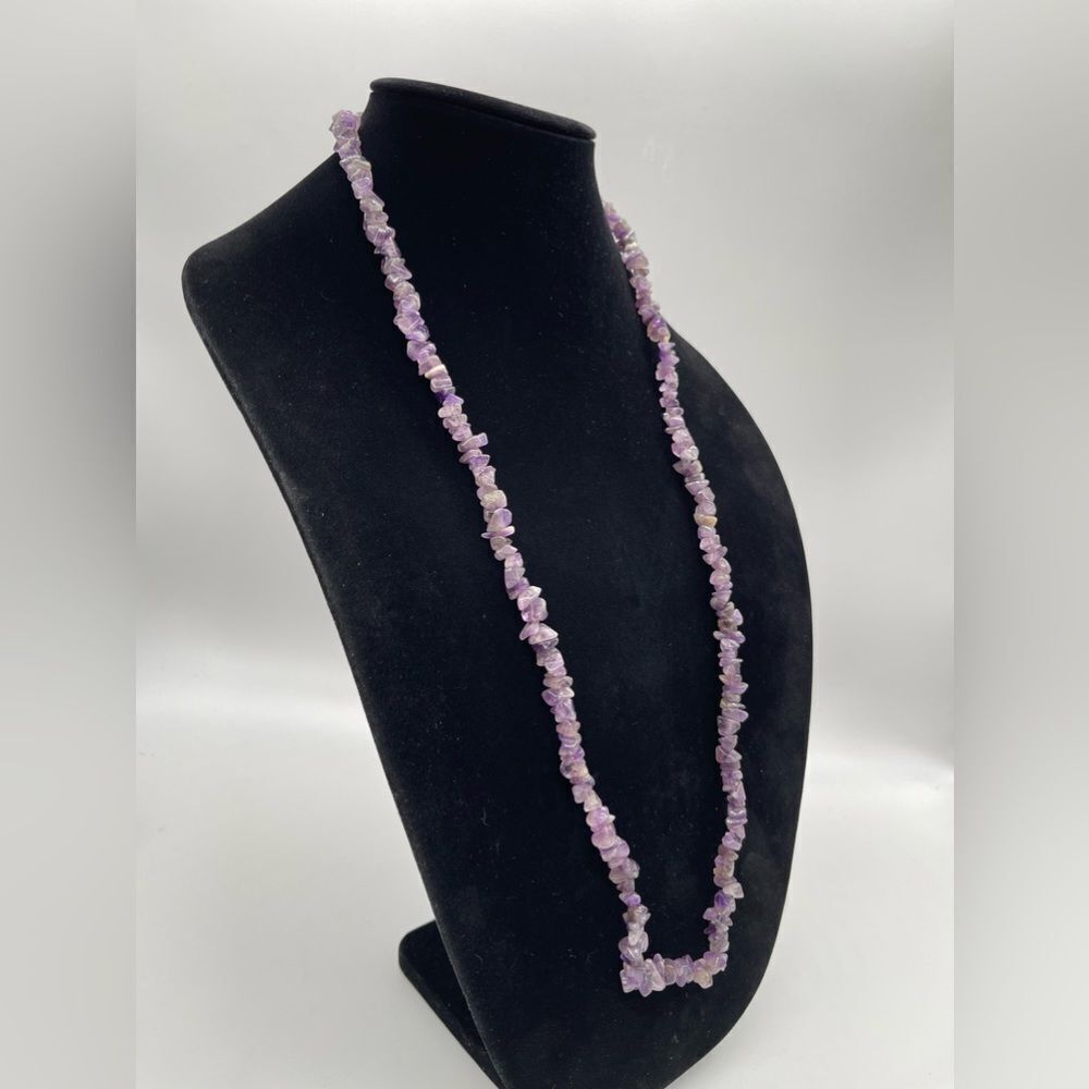 Amethyst Chips Necklace 20 Inches Long - Picture 2 of 3